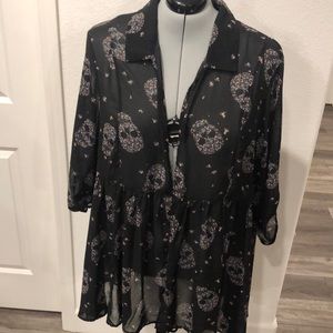 Torrid 6 Floral Skeleton Open Duster Topper